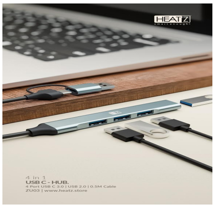 ZU03 HEATZ 2 IN 1 4PORT 3.0 SPEED USB & TYPE-C